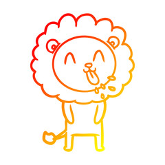 warm gradient line drawing happy cartoon lion