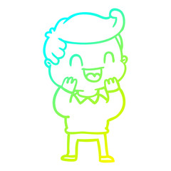 cold gradient line drawing cartoon happy man