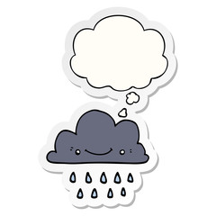 cartoon storm cloud and thought bubble as a printed sticker