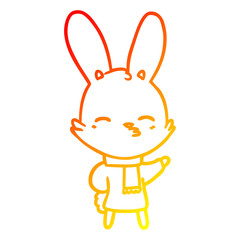 warm gradient line drawing curious bunny cartoon