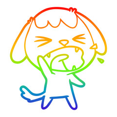 rainbow gradient line drawing cute cartoon dog barking