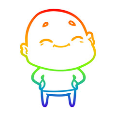 rainbow gradient line drawing cartoon happy bald man
