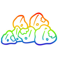 rainbow gradient line drawing cartoon gold clusters