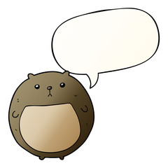 cartoon bear and speech bubble in smooth gradient style