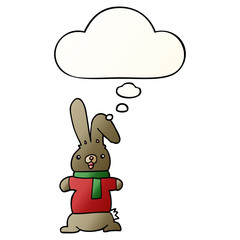 cartoon rabbit and thought bubble in smooth gradient style