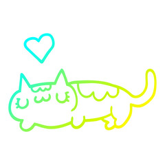 cold gradient line drawing cartoon cat
