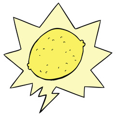cartoon lemon and speech bubble