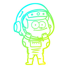 cold gradient line drawing happy astronaut cartoon