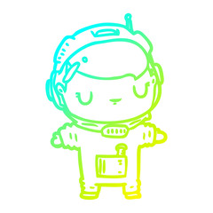 cold gradient line drawing cute astronaut