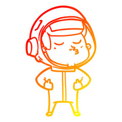 warm gradient line drawing cartoon confident astronaut