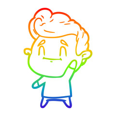 rainbow gradient line drawing happy cartoon man