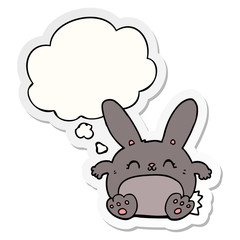 cartoon rabbit and thought bubble as a printed sticker