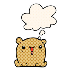 cute cartoon bear and thought bubble in comic book style