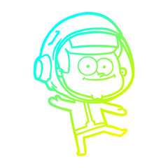 cold gradient line drawing happy astronaut cartoon