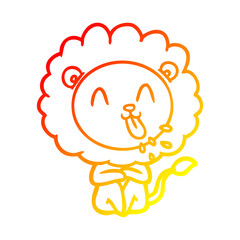 warm gradient line drawing happy cartoon lion