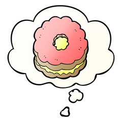 cartoon biscuit and thought bubble in smooth gradient style