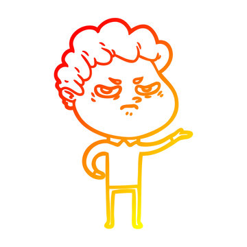 recommend clip art: warm gradient line drawing cartoon angry man