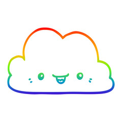 rainbow gradient line drawing cute cartoon cloud