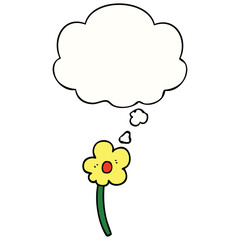 cartoon flower and thought bubble