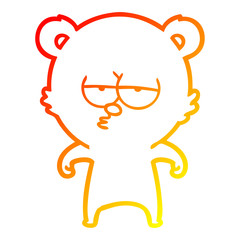 warm gradient line drawing bored bear cartoon