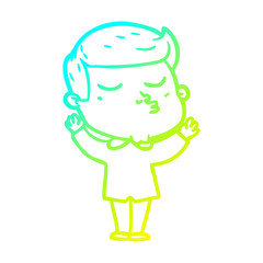 cold gradient line drawing cartoon model guy pouting