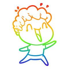 rainbow gradient line drawing cartoon happy man