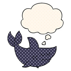 cartoon shark and thought bubble in comic book style