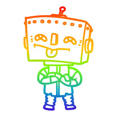 rainbow gradient line drawing cartoon robot