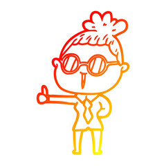 warm gradient line drawing cartoon woman wearing spectacles