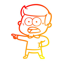 warm gradient line drawing cartoon shocked man