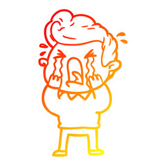 warm gradient line drawing cartoon crying man