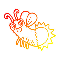 warm gradient line drawing cartoon firefly