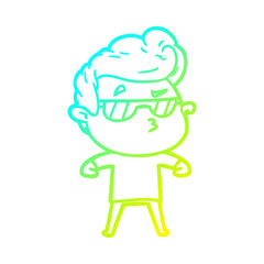 cold gradient line drawing cartoon cool guy