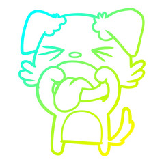 cold gradient line drawing cartoon disgusted dog