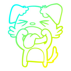 cold gradient line drawing cartoon disgusted dog