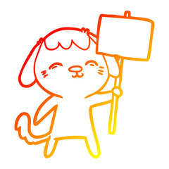 warm gradient line drawing happy cartoon dog
