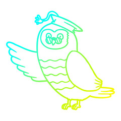 cold gradient line drawing cartoon owl graduate