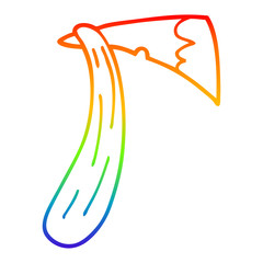 rainbow gradient line drawing cartoon of an axe