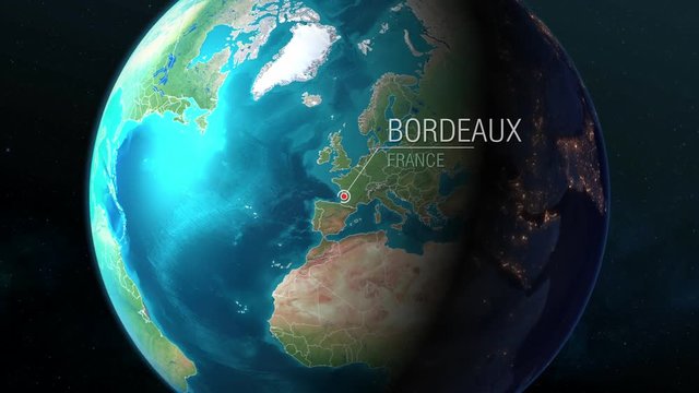  France - Bordeaux - Zooming from space to earth