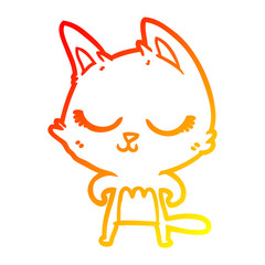 warm gradient line drawing calm cartoon cat