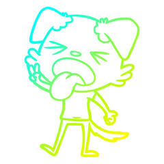 cold gradient line drawing cartoon disgusted dog