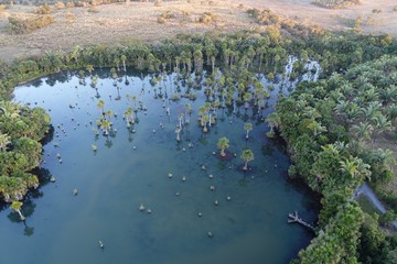 Lagoa das Araras, Nobres, Mato Grosso, Brazil. Great landscape. Travel destination. Vacation travel. Macaws Lake, touristic point.