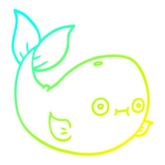 cold gradient line drawing cartoon sea whale