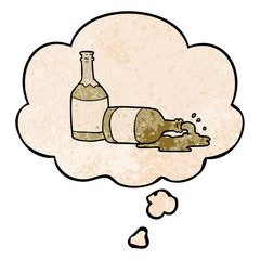 cartoon beer bottles and thought bubble in grunge texture pattern style