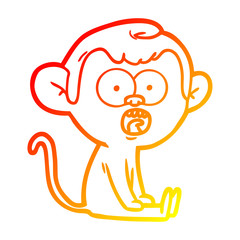 warm gradient line drawing cartoon shocked monkey