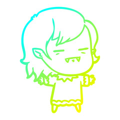 cold gradient line drawing cartoon undead vampire girl