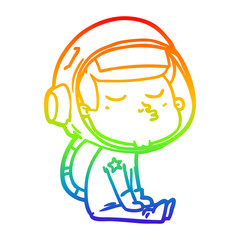 rainbow gradient line drawing cartoon confident astronaut