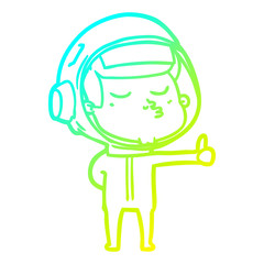 cold gradient line drawing cartoon confident astronaut giving thumbs up sign