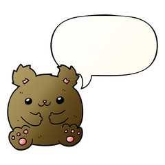 cartoon bear and speech bubble in smooth gradient style
