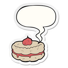 cartoon biscuit and speech bubble sticker
